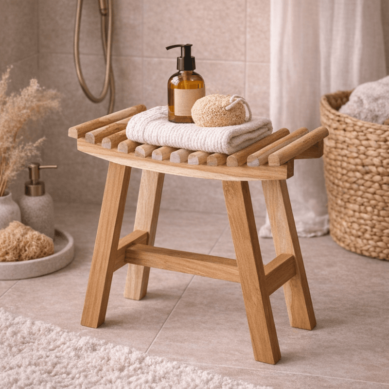 Krakk i teak med spilete sete