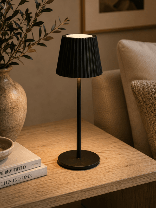 Bordlampe - LED - Oppladbar - Sort
